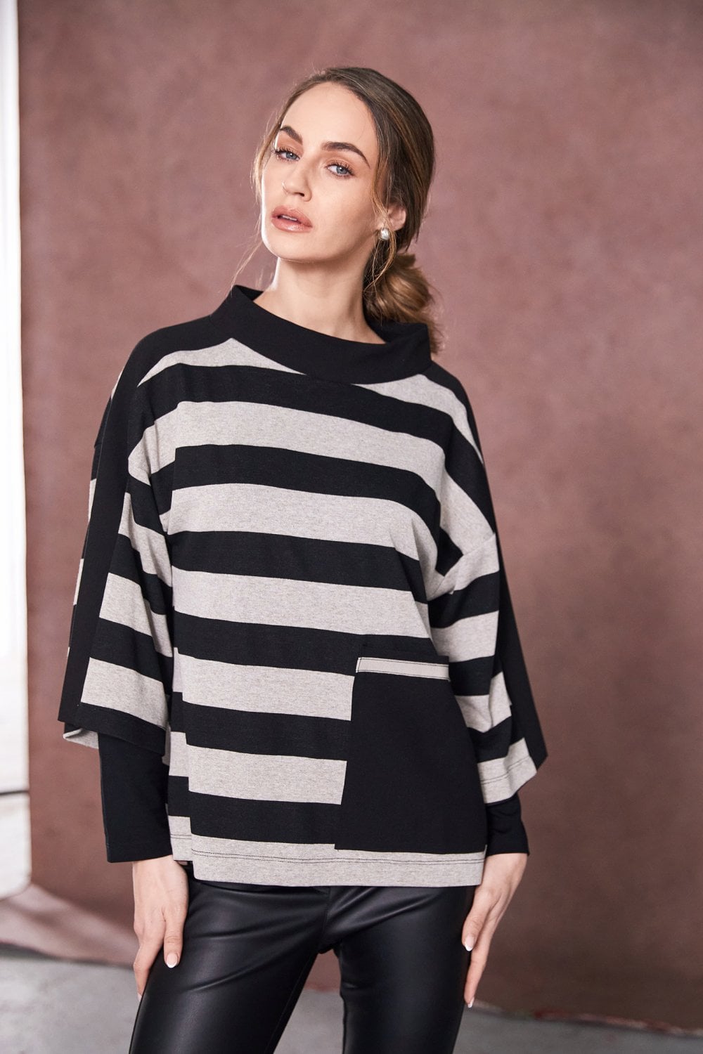 Naya Top with Contrast Stripe and Pocket - My Sally West