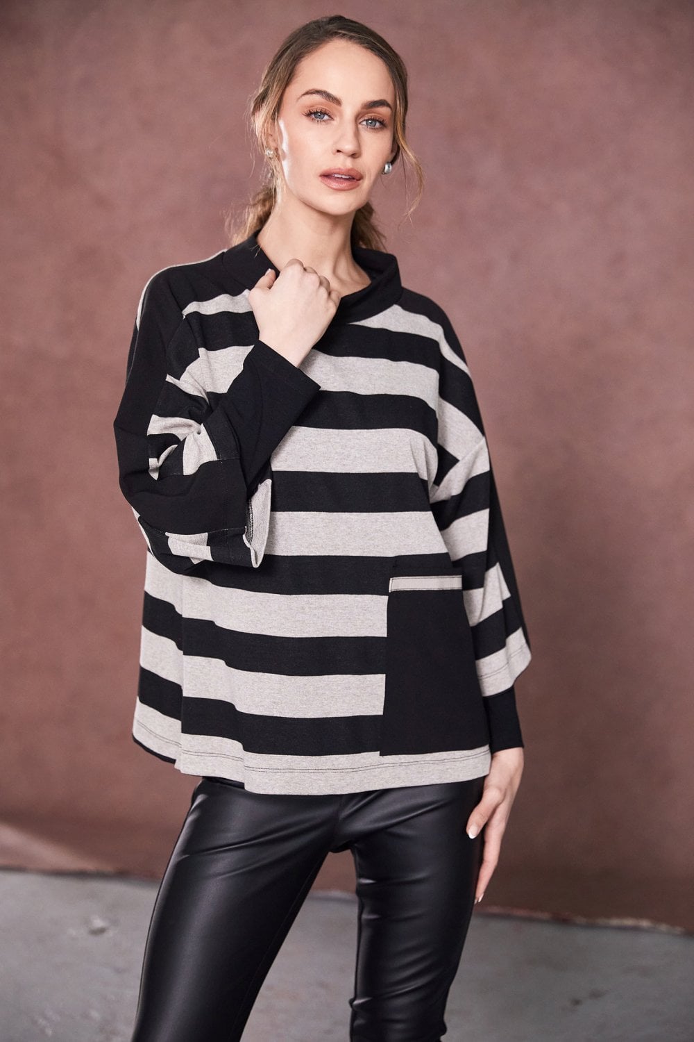 Naya Top with Contrast Stripe and Pocket - My Sally West