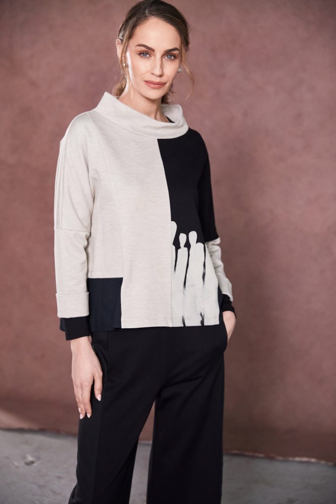 Naya Two Tone Funnel Neck Top - My Sally West