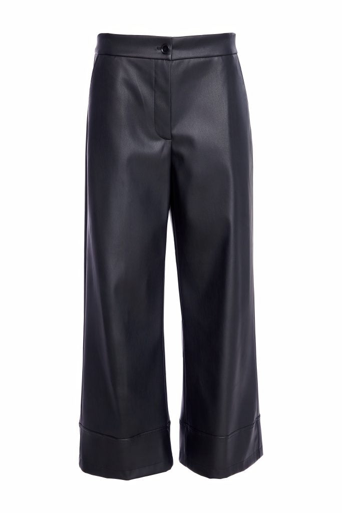 Naya Wide Leg Faux Leather Trouser - My Sally West