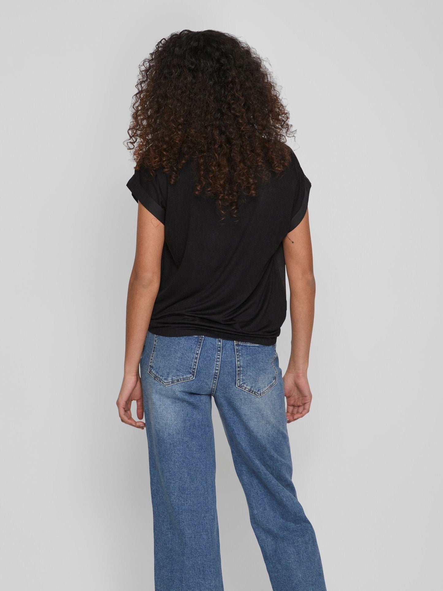VIELLETTE S/S SATIN TOP Black - My Sally West