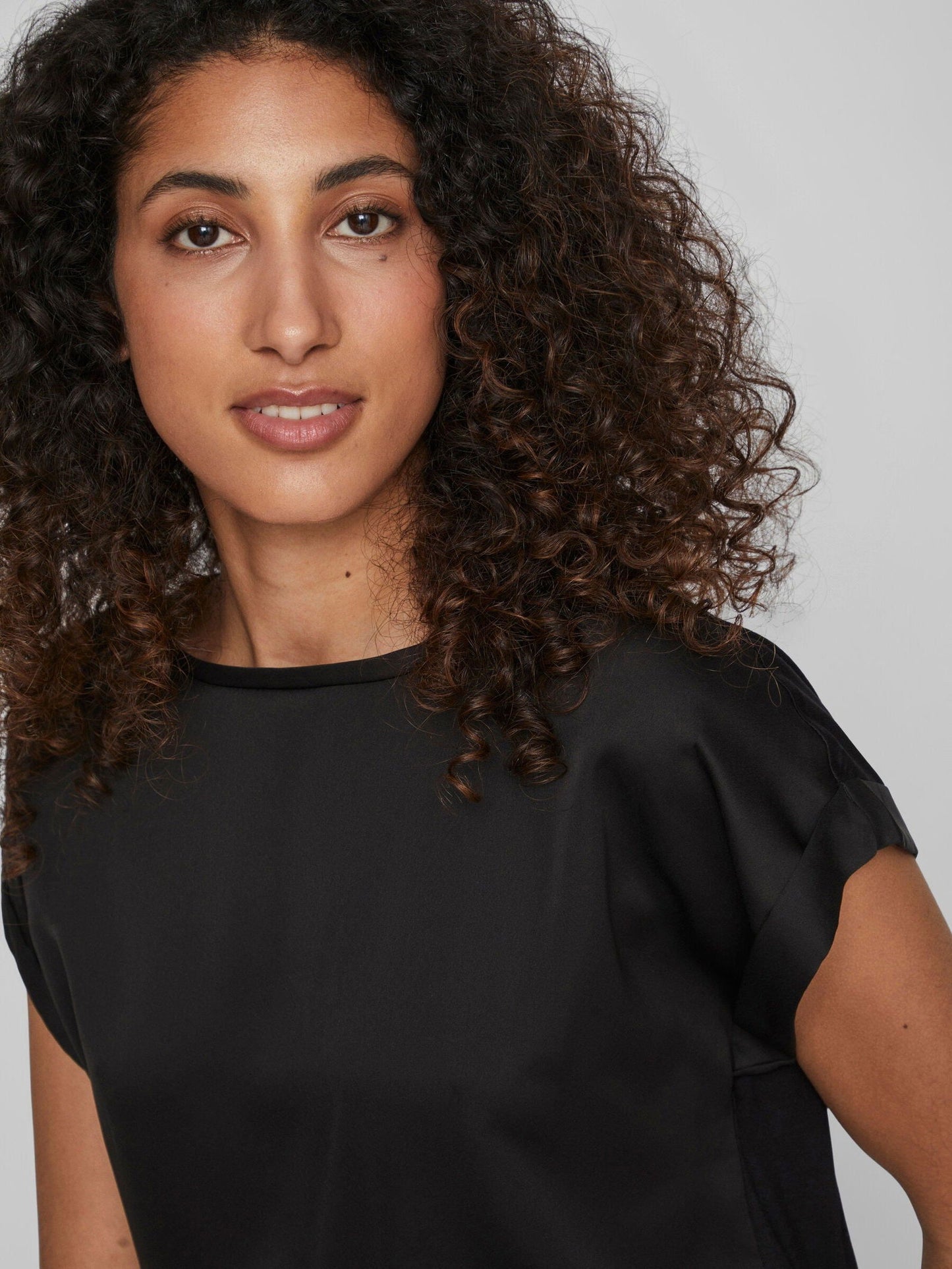 VIELLETTE S/S SATIN TOP Black - My Sally West