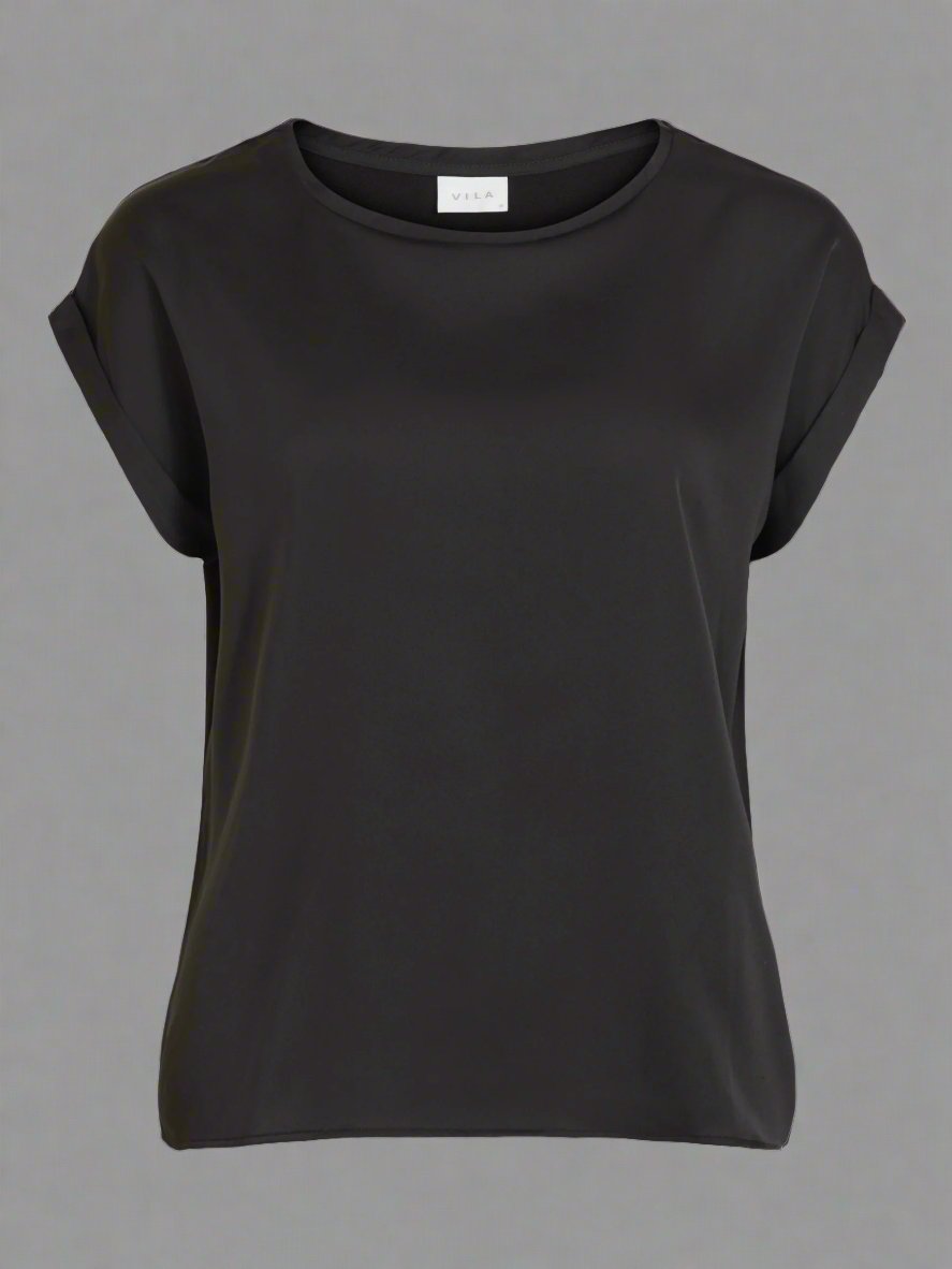 VIELLETTE S/S SATIN TOP Black - My Sally West