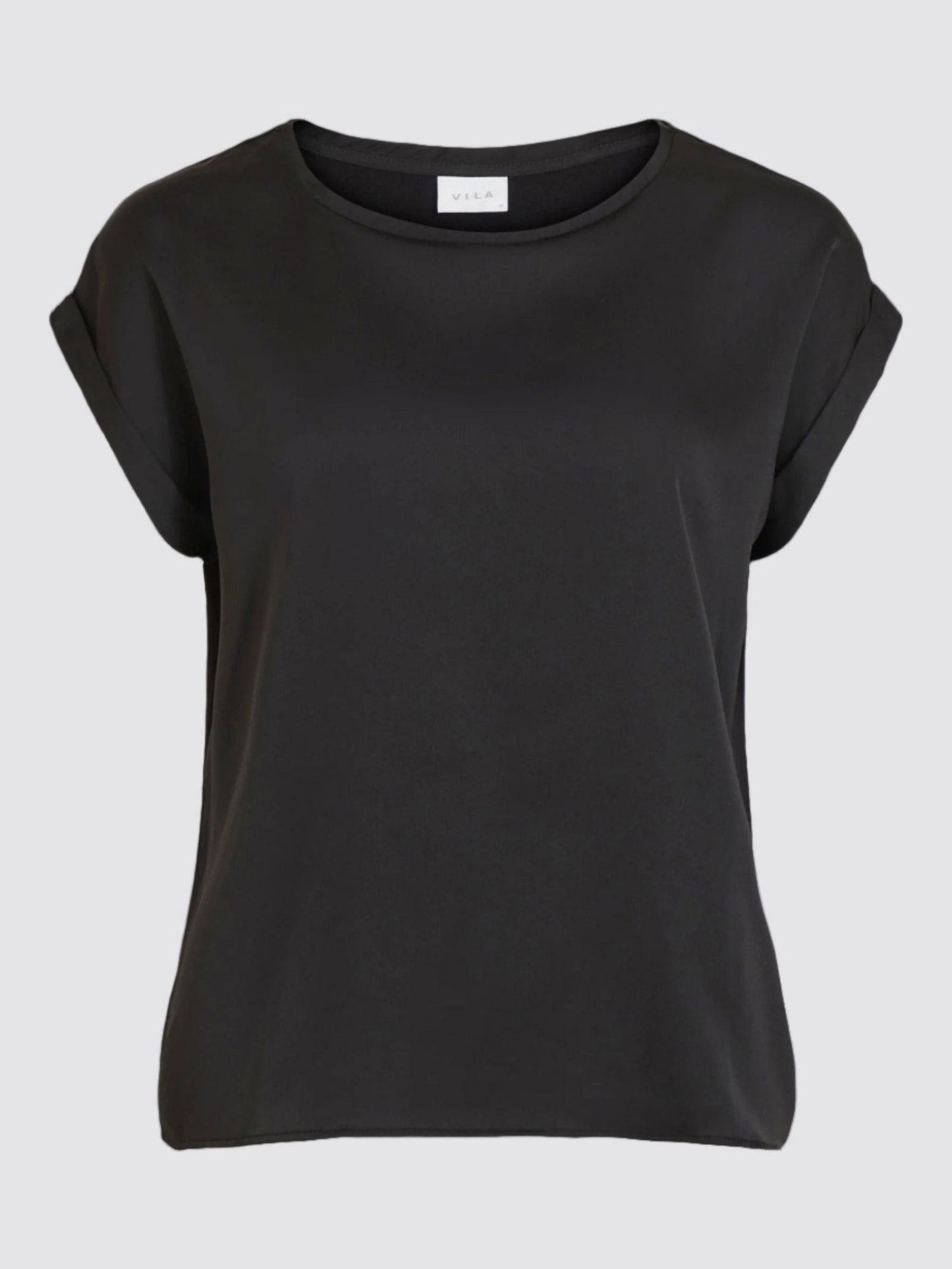 VIELLETTE S/S SATIN TOP Black - My Sally West