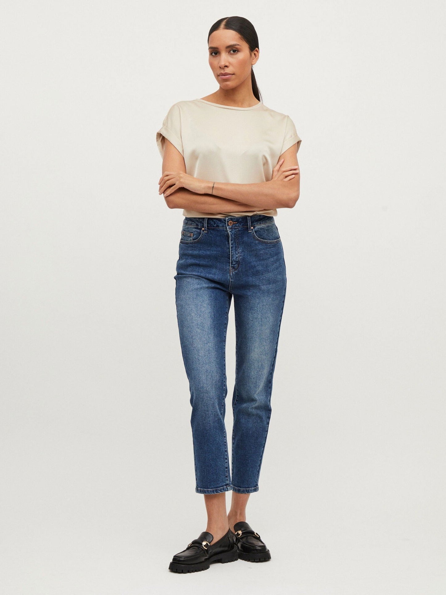 VIELLETTE S/S SATIN TOP Cement - My Sally West