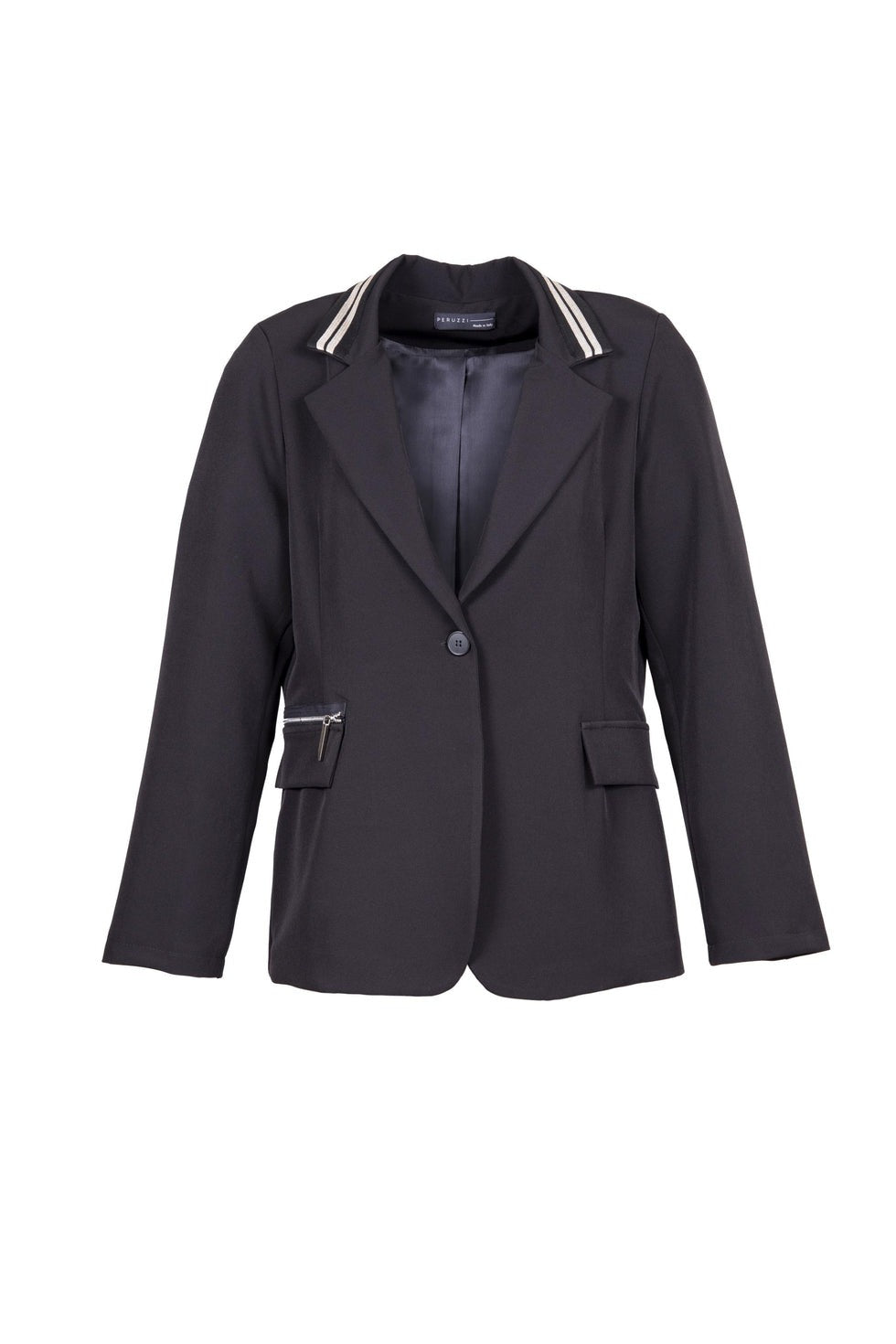 Peruzzi Stripe Trim Collar Blazer