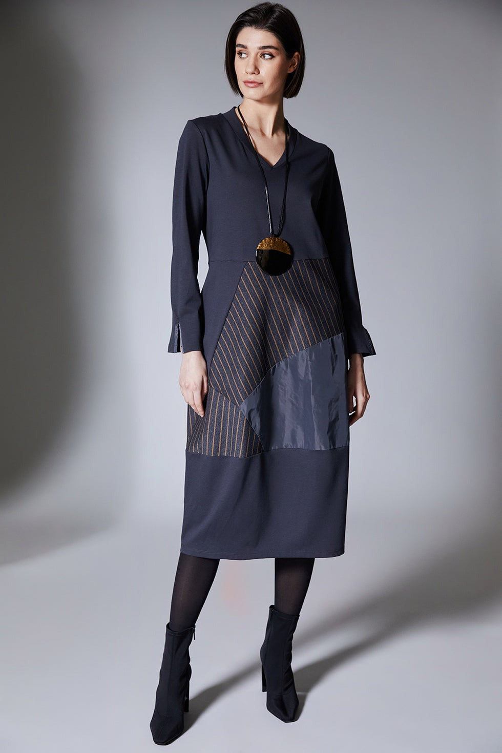 Peruzzi Pinstripe Panel Dress