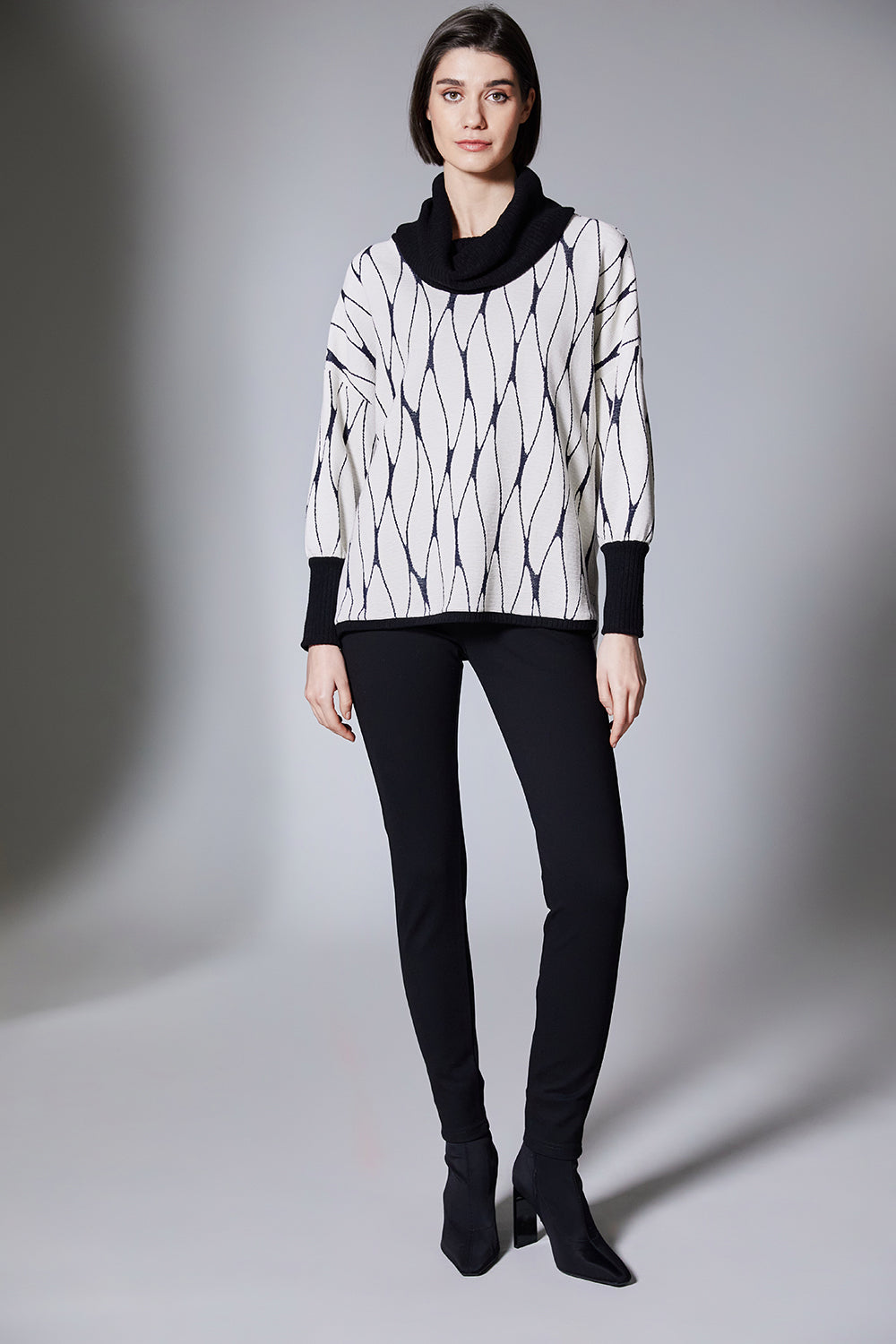 Peruzzi Cowl Jacquard Top