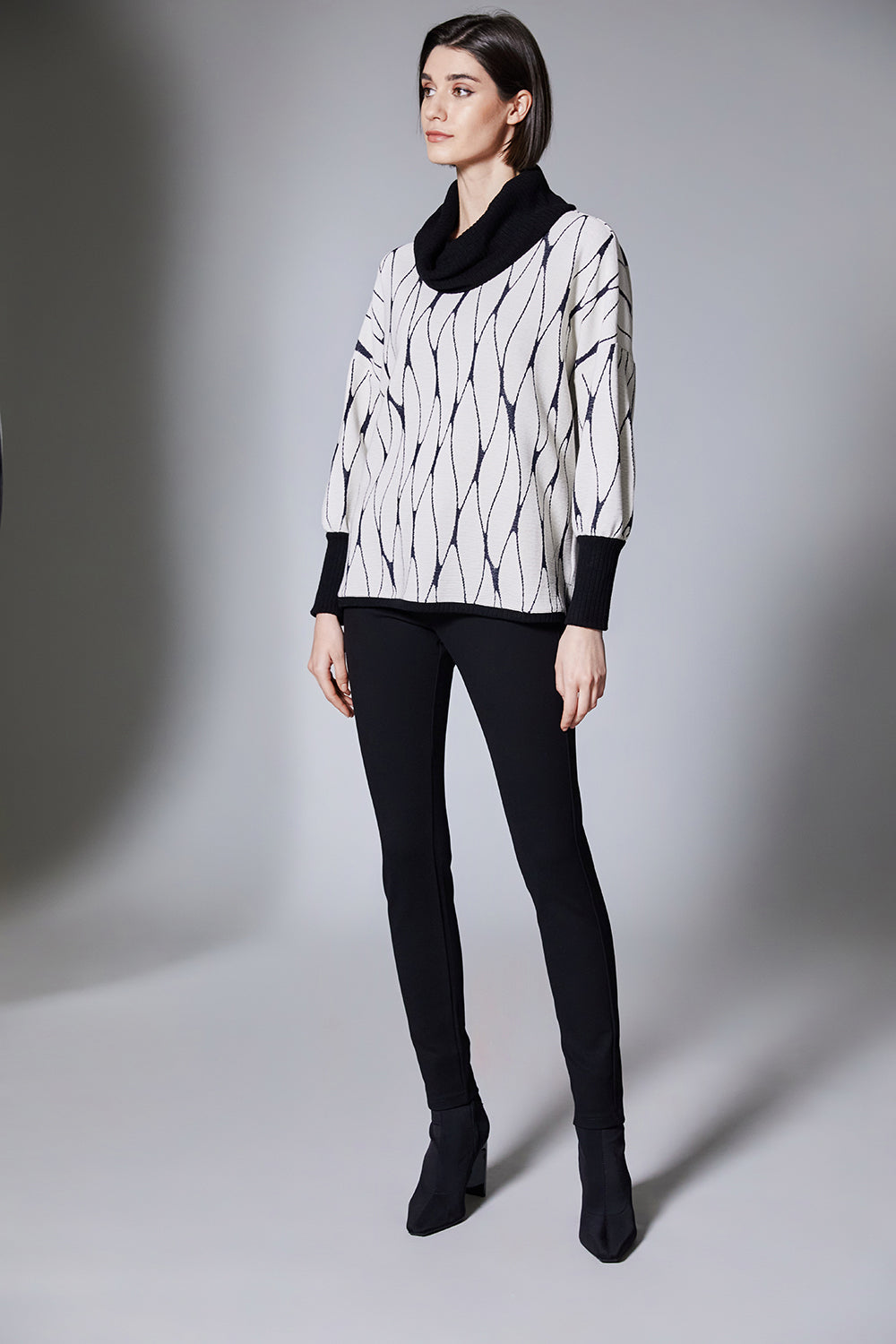Peruzzi Cowl Jacquard Top
