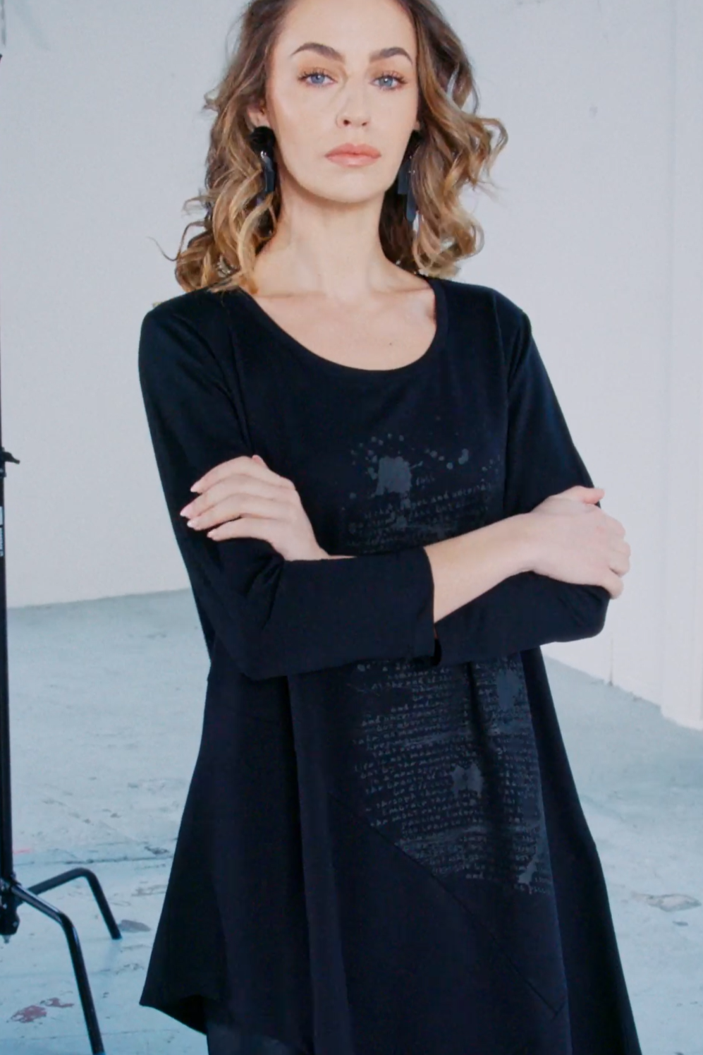 Naya Placement Print Top Black