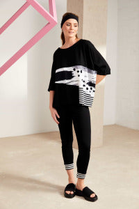 NAYA Round Neck Top with Stripe Panels