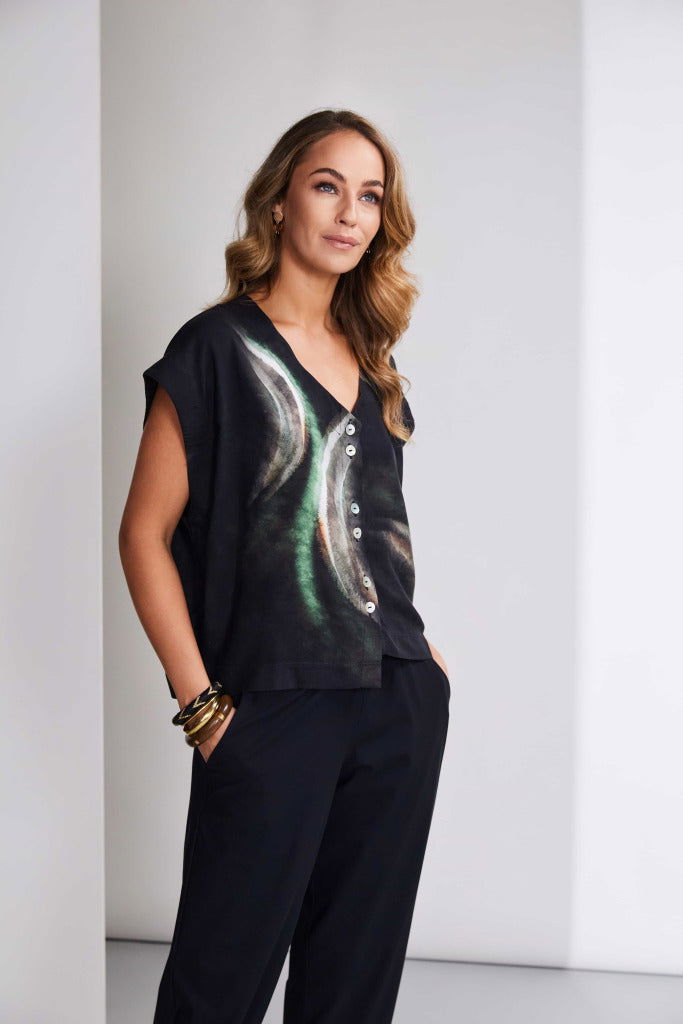 Naya Brush Stroke Print Blouse - My Sally West