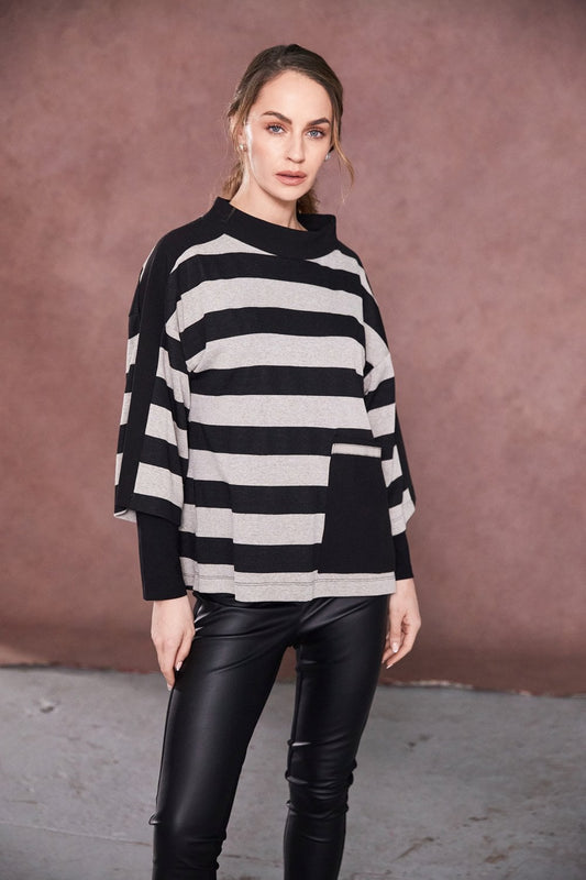 Naya Top with Contrast Stripe and Pocket - My Sally West