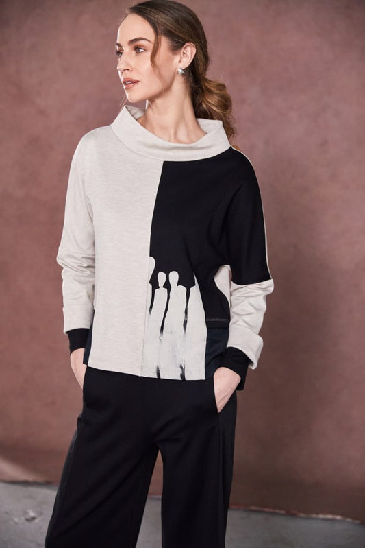 Naya Two Tone Funnel Neck Top - My Sally West