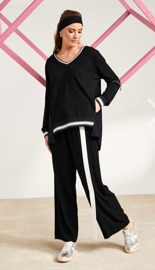 Naya V-Neck Top Contrast Panels - My Sally West