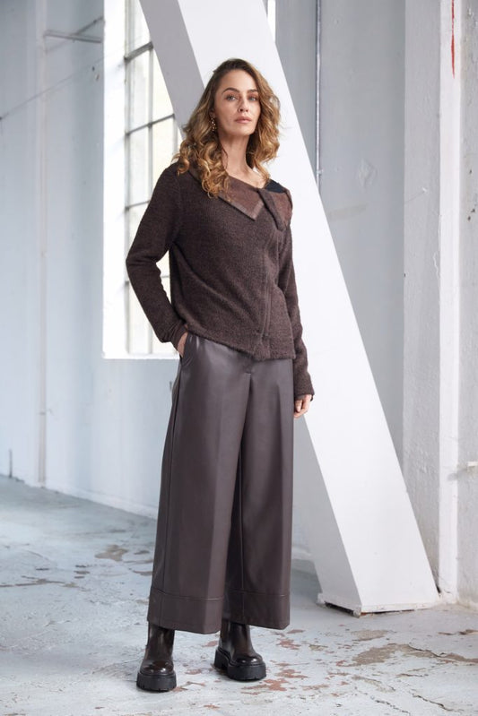 Naya Wide Leg Faux Leather Trouser - My Sally West