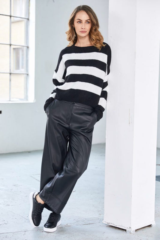Naya Wide Leg Faux Leather Trouser - My Sally West