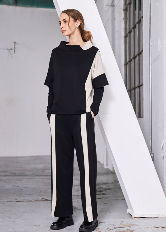 Naya Wide Leg Trouser Contrast Panel - My Sally West