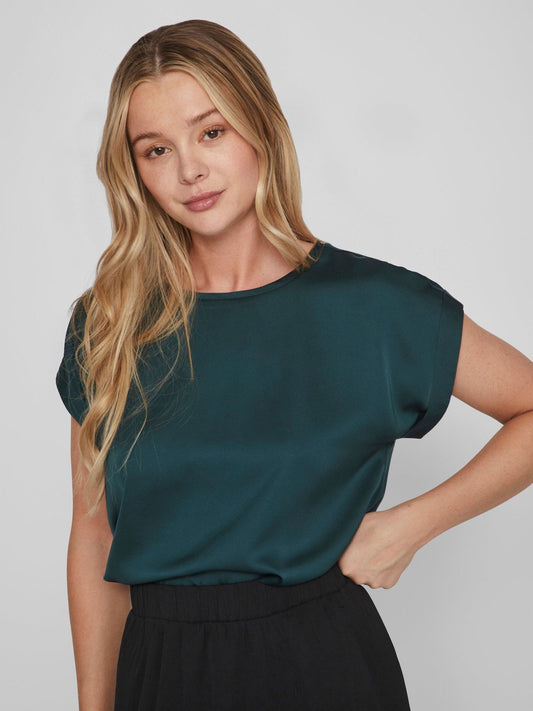 VIELLETTE S/S SATIN TOP Pine - My Sally West