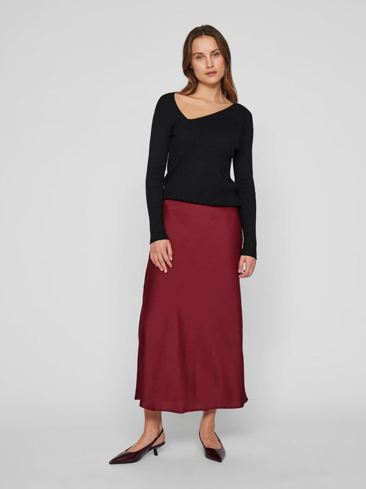 Vila Elette Midi Skirt Cabernet - My Sally West