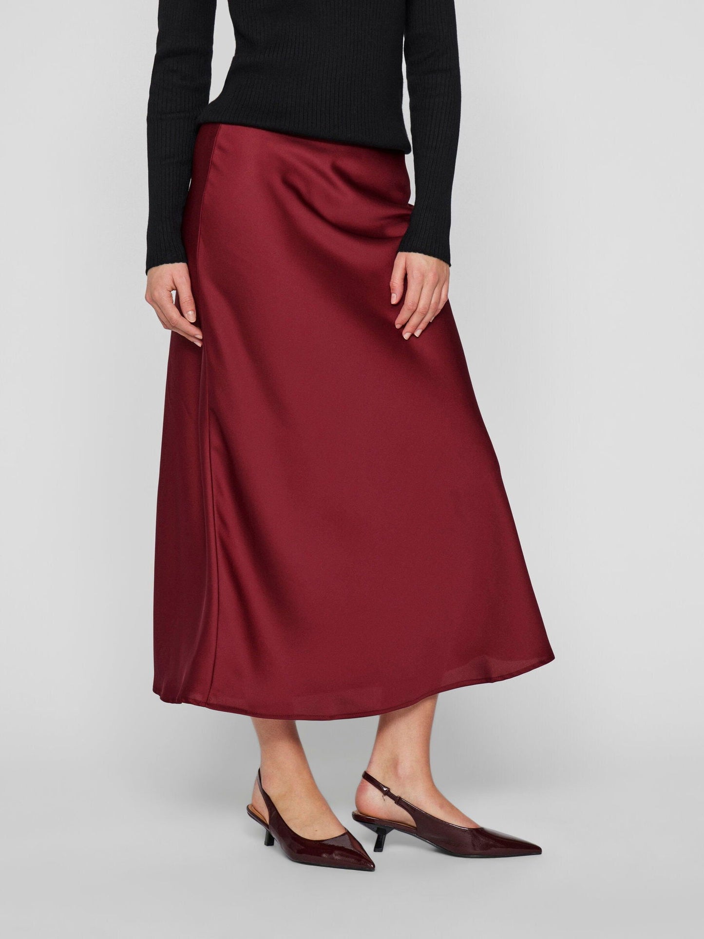Vila Elette Midi Skirt Cabernet - My Sally West
