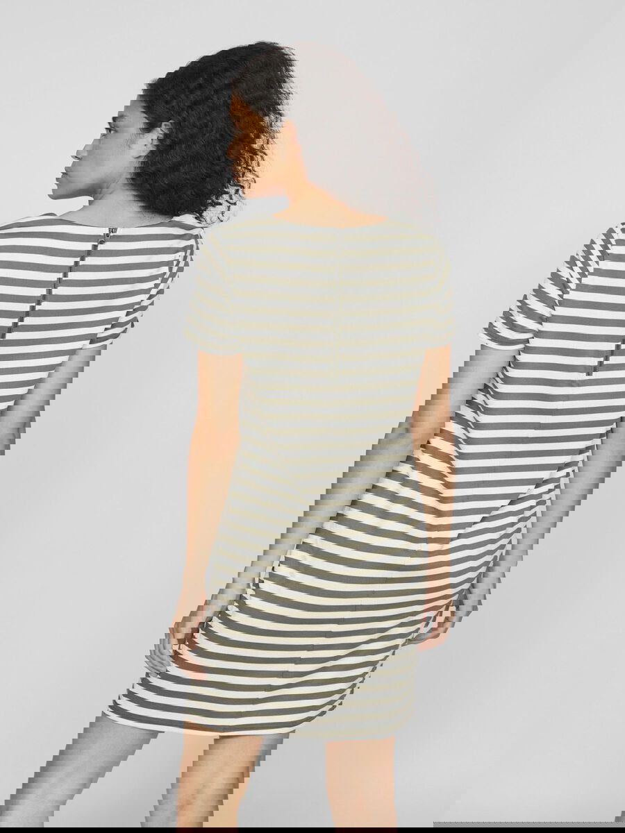 Vila Short  Sleeve Striped Dress  Olive - My Sally West