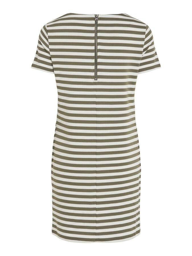 Vila Short  Sleeve Striped Dress  Olive - My Sally West