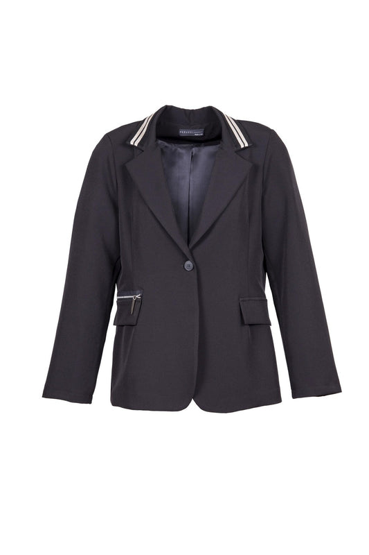 Peruzzi Stripe Trim Collar Blazer