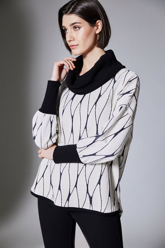 Peruzzi Cowl Jacquard Top