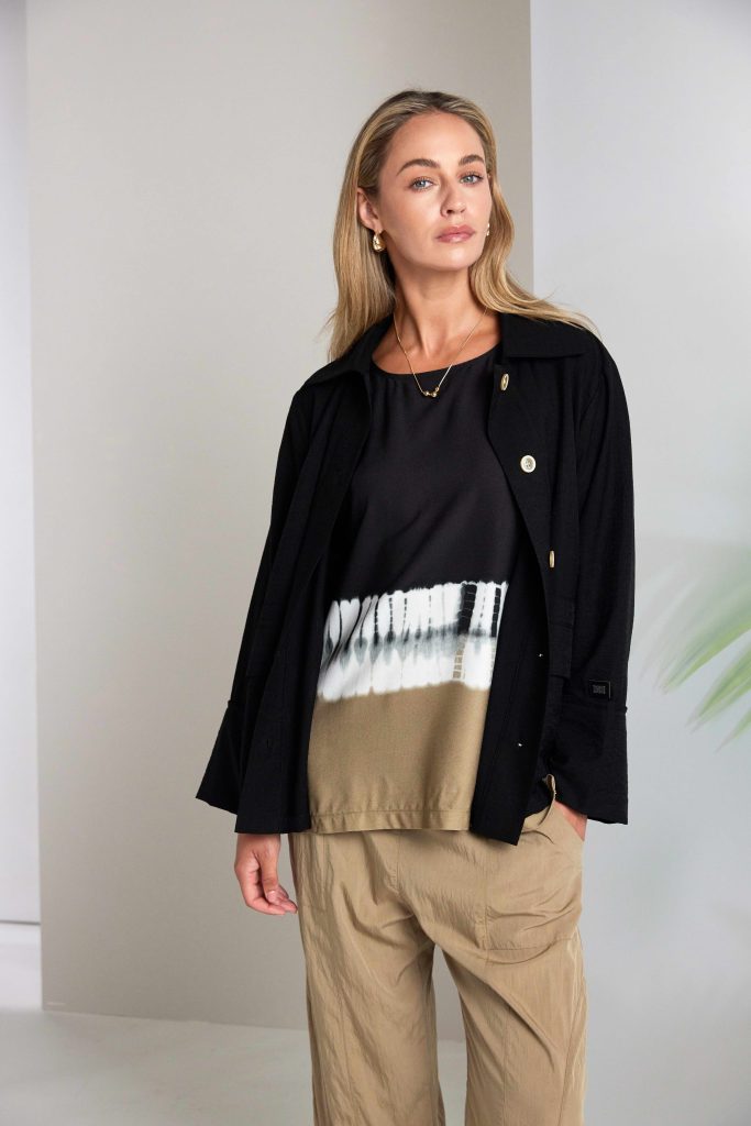 NAYA Nas26317 Border Print Tie Dye Top