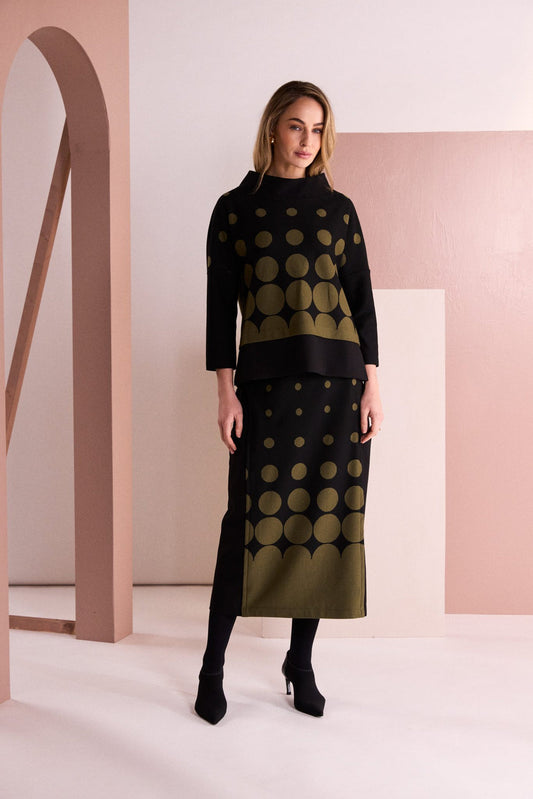 Naya Spot Border Print Skirt Naw26266