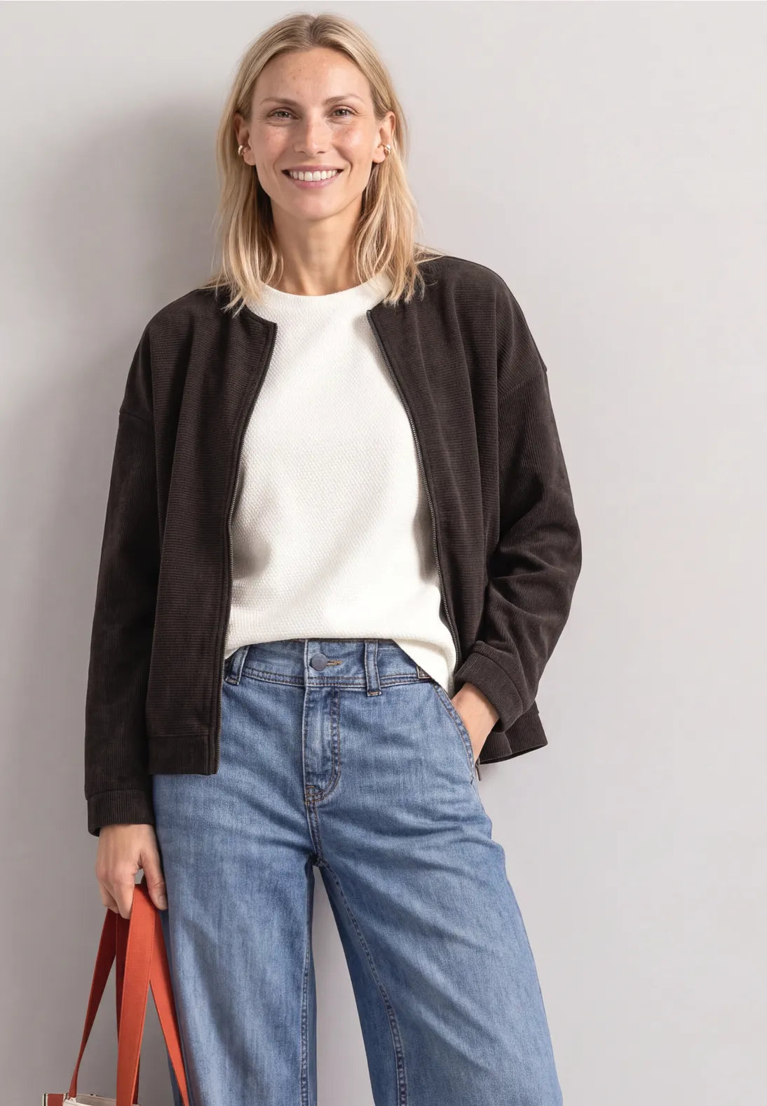 Street One Round Neck Jacket with Corduroy Look