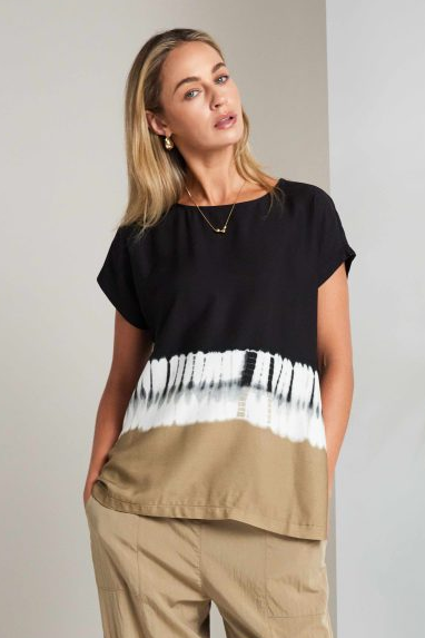 NAYA Nas26317 Border Print Tie Dye Top