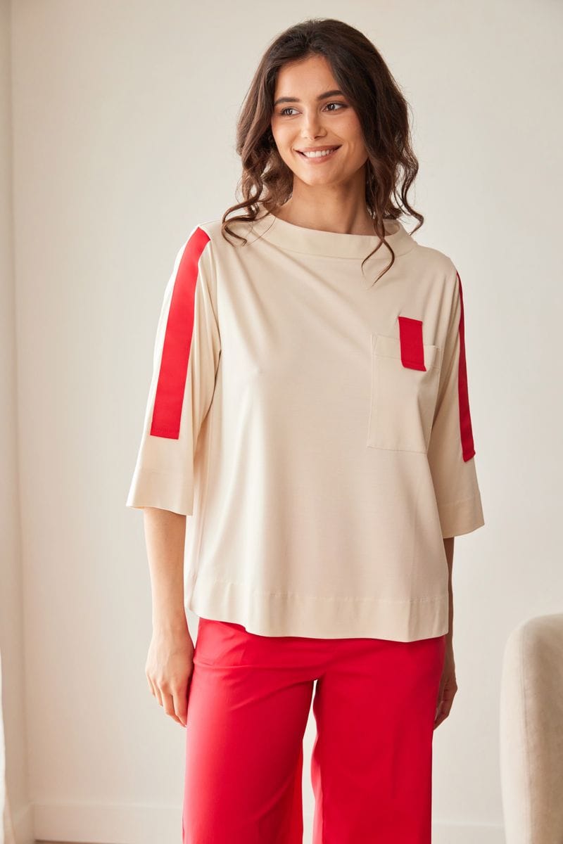 Peruzzi contrast sleeve top