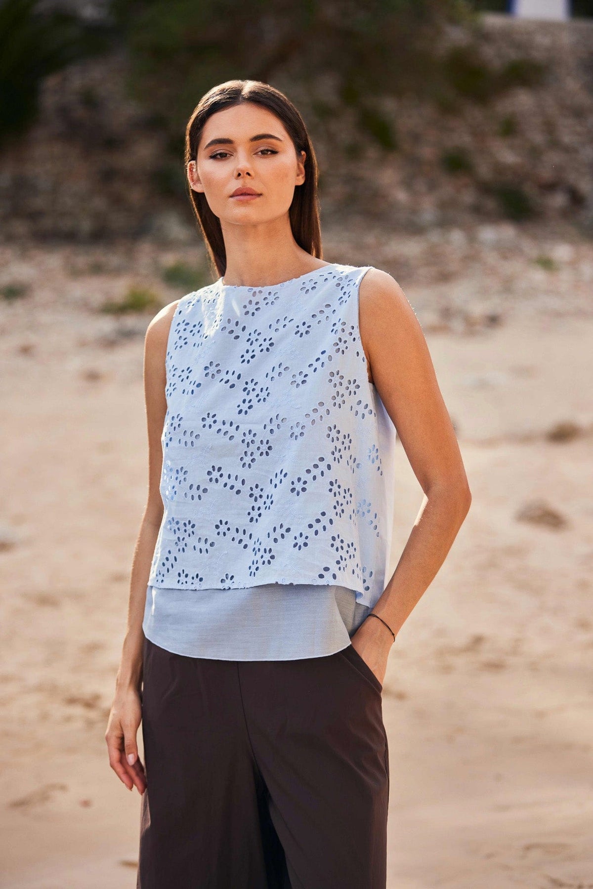 PERUZZI BRODERIE ANGLAISE TOP