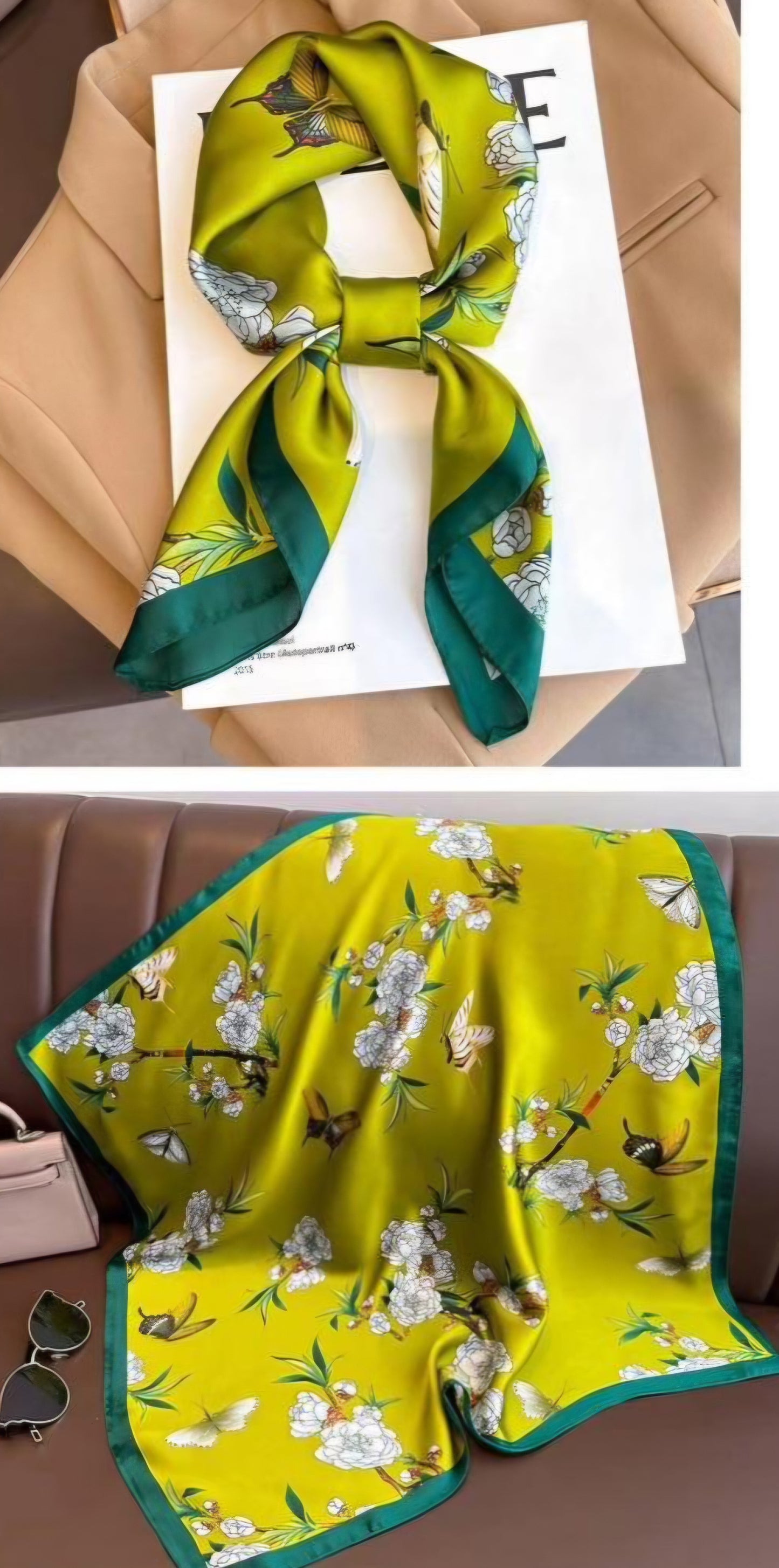 Lime Print Scarf F3016
