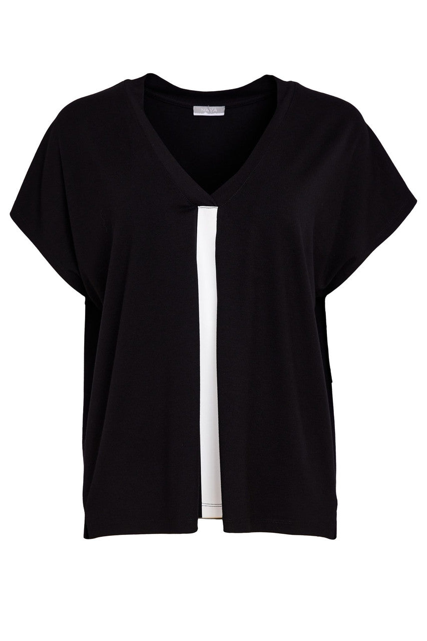 Naya V-Neck Top Contrast Panel Nas26189