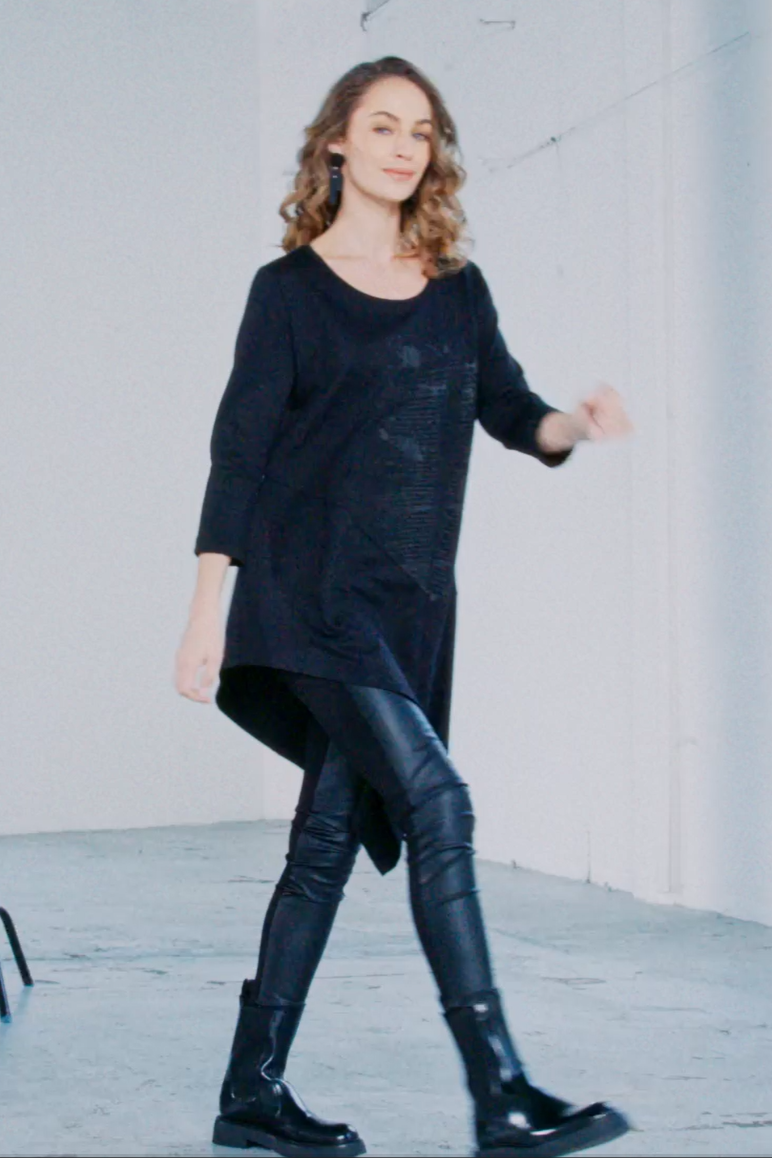 Naya Placement Print Top Black