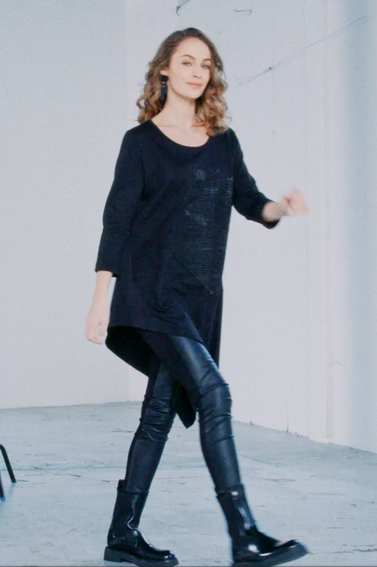 Naya Placement Print Top Black