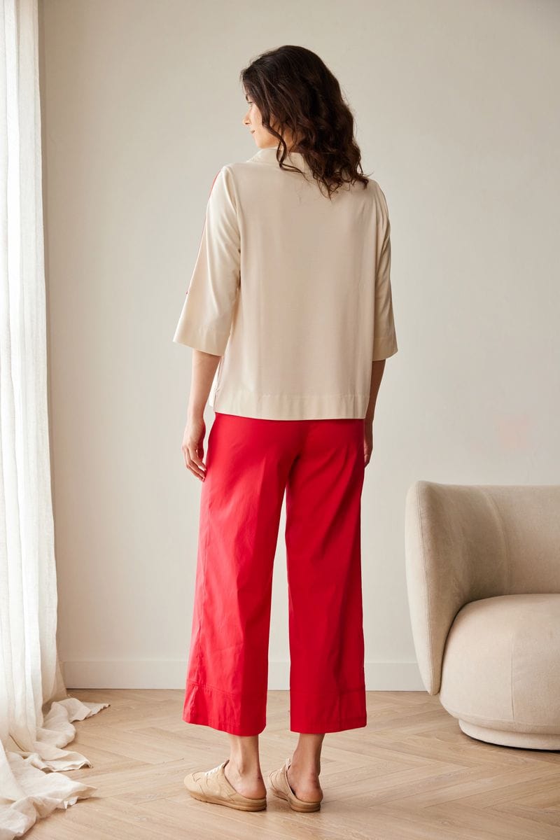 Peruzzi contrast sleeve top