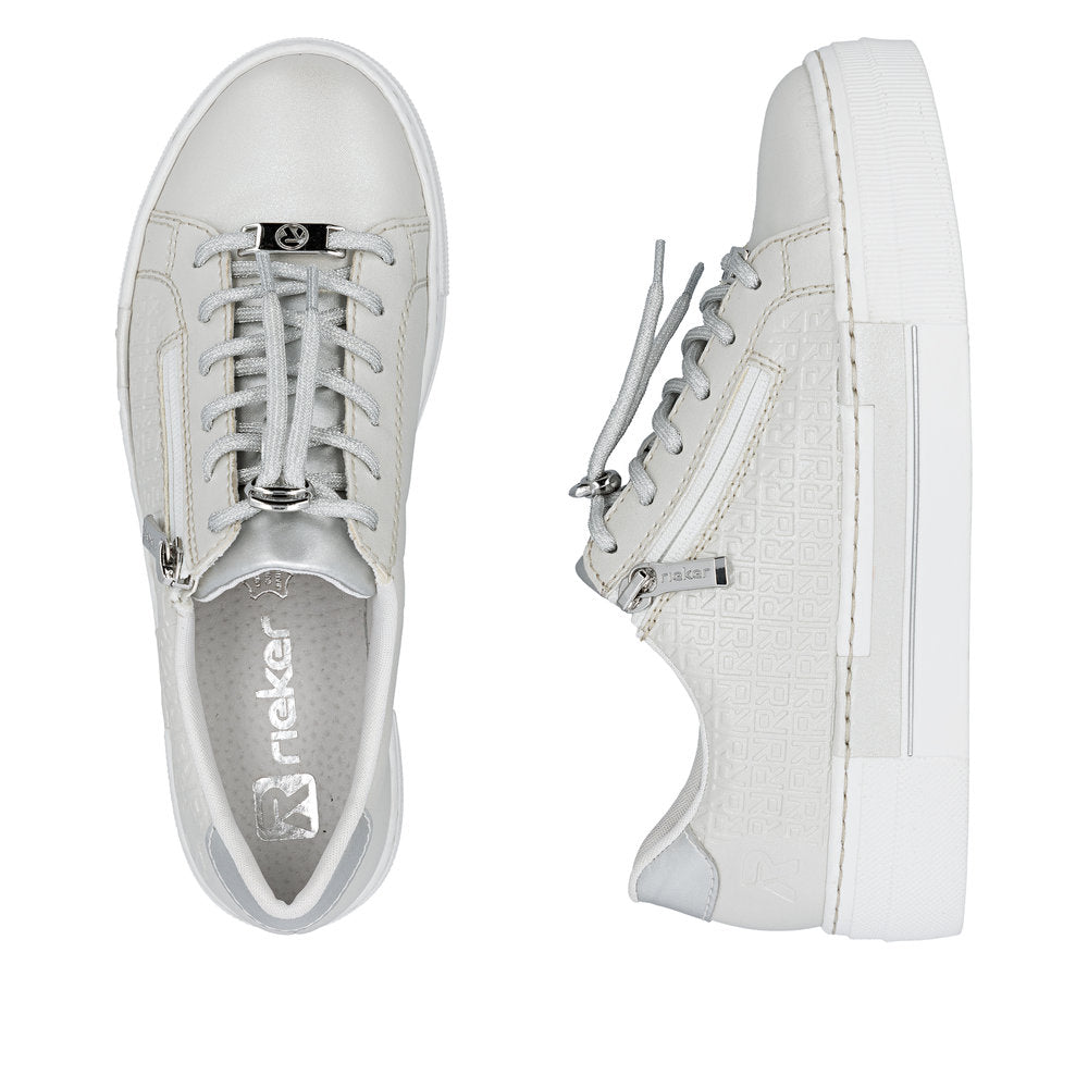 Rieker N4960-90 Silver Ladies Trainers