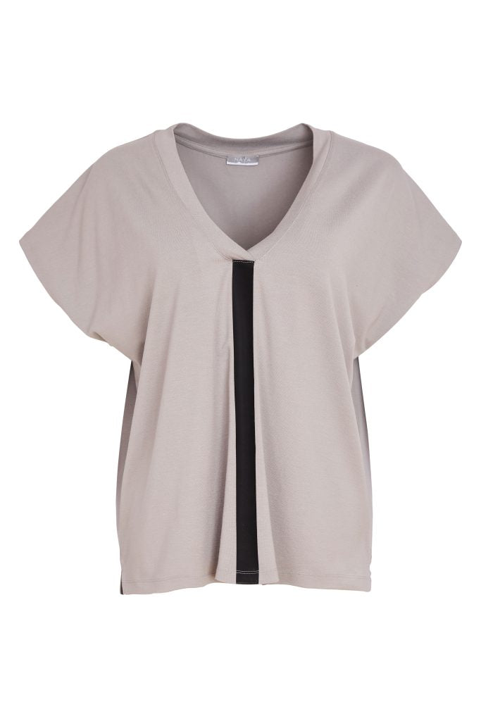 Naya V-Neck Top Contrast Panel Nas26189