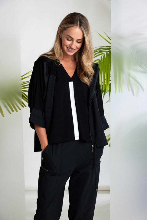 Naya V-Neck Top Contrast Panel Nas26189