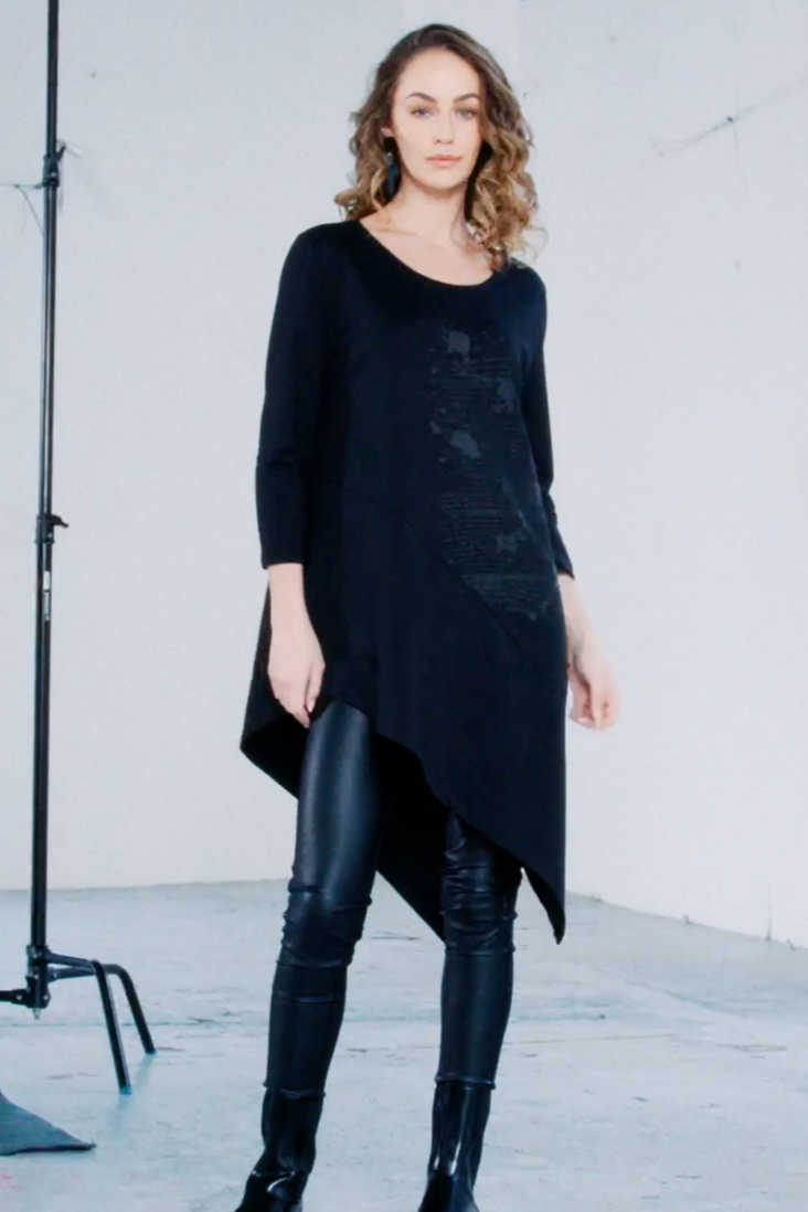 Naya Placement Print Top Black