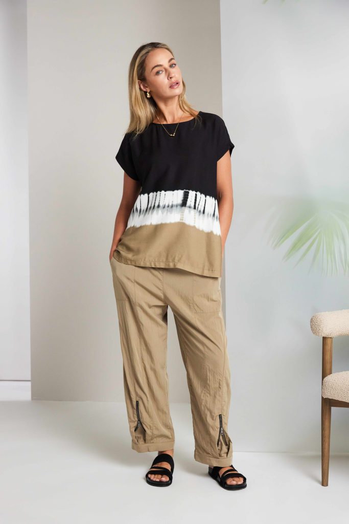 NAYA Nas26317 Border Print Tie Dye Top