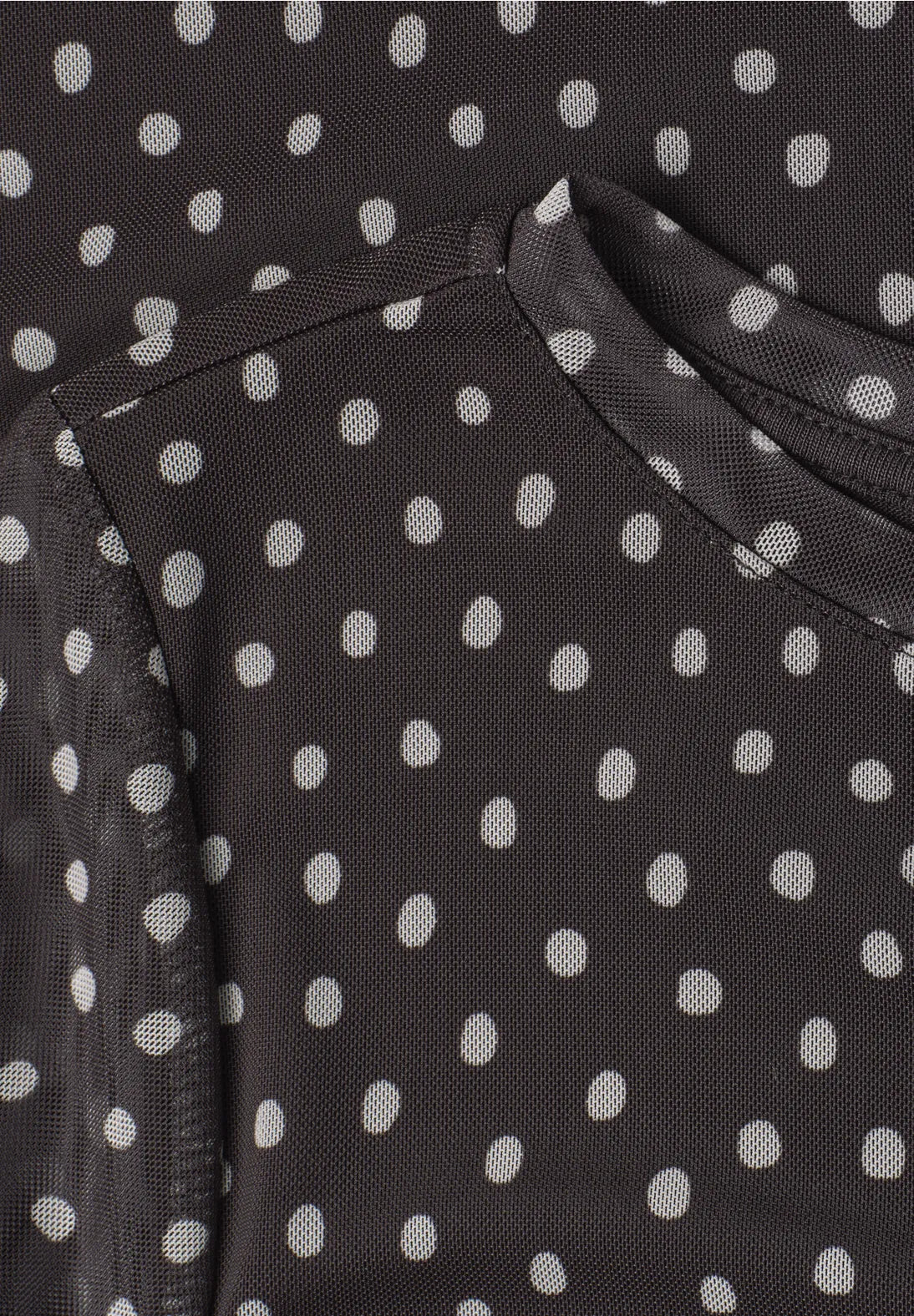 Street One Brown Mesh Polka Dot Top