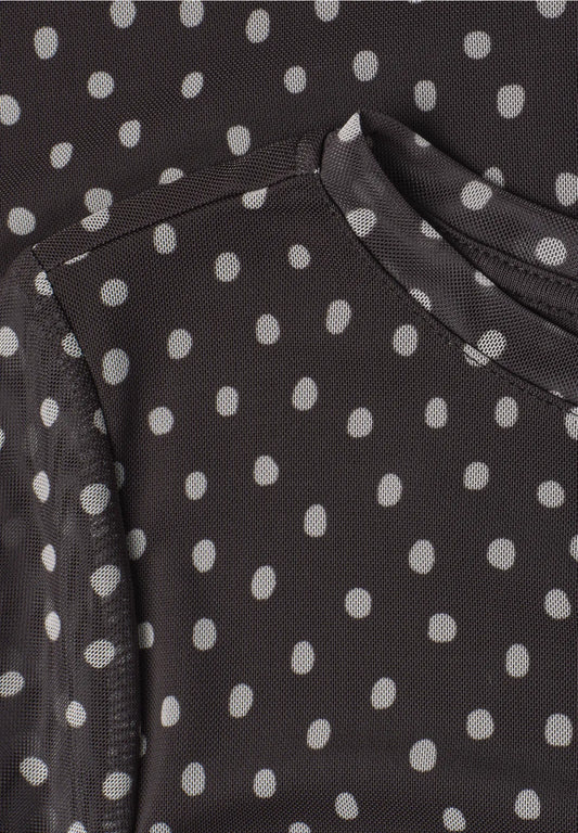 Street One Brown Mesh Polka Dot Top